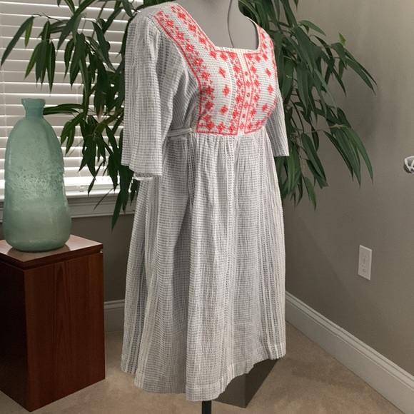 THML Embroidered Yoke Dress with Tasseled Ties - Picture 13 of 16